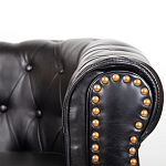 Кресло кожаное с мягкими подлокотниками на 4-х деревянных ножках Logan Leather Armchair black варинант исполнения - 4 | Loft Concept в Нижнем Новгороде