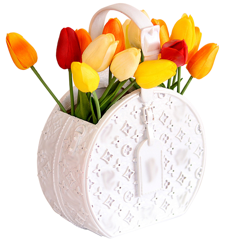 Кашпо для цветов в виде сумки Bag Vase Round White Белый в Нижнем Новгороде | Loft Concept 