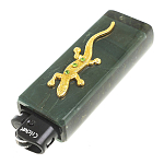 Зажигалка газовая из натурального камня Офиокальцит с декоративной металлической вставкой в виде ящерицы Metal Stone Lighters варинант исполнения - 2 | Loft Concept в Нижнем Новгороде