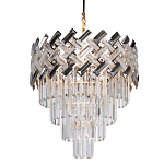 Люстра многоярусная с переплетенными металлическими элементами черного и золотого цвета и прозрачными хрустальными подвесками Empire Chandelier Crystal варинант исполнения - 1 | Loft Concept в Нижнем Новгороде