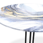 Стол журнальный с круглой бело-голубой столешницей из стекла White and Blue Marble варинант исполнения - 3 | Loft Concept в Нижнем Новгороде