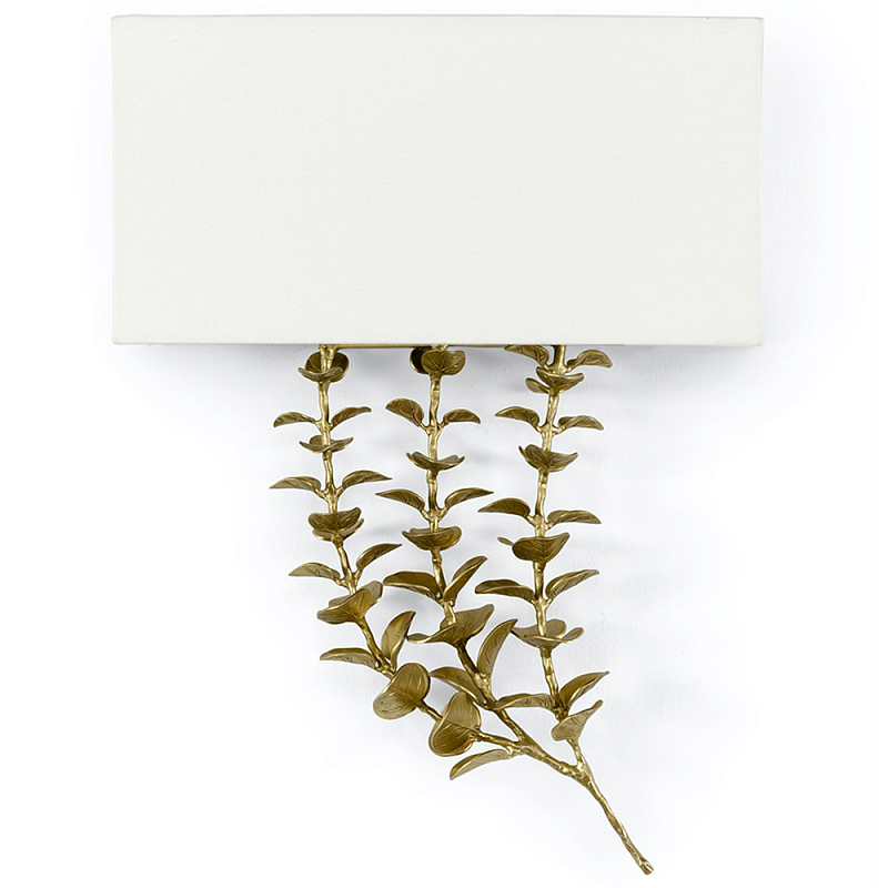 Бра Brass Eucalyptus Branches Lampshade Wall Lamp Латунь Белый в Нижнем Новгороде | Loft Concept 