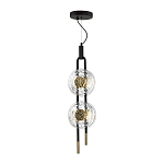 Подвесной светильник с 2-мя прозрачными стеклянными плафонами и золотистыми центральными вставками Virelia  варинант исполнения - 5 | Loft Concept в Нижнем Новгороде