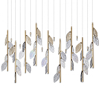 Люстра с золотистыми трубками и прозрачными стеклянными листьями на подвесах Sylva  варинант исполнения - 1 | Loft Concept в Нижнем Новгороде