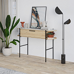 Консоль напольная деревянная с выдвижным ящиком и 2-мя полками со столешницей цвета белый мрамор OTIS CONSOLE OAK варинант исполнения - 3 | Loft Concept в Нижнем Новгороде