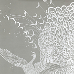 Обои ручная роспись в стиле Арт-деко Whistler Peacocks Special Colourway on Pale Grey dyed silk варинант исполнения - 2 | Loft Concept в Нижнем Новгороде