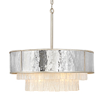 Люстра круглая с подвесками из текстурированного стекла молочного цвета Hinkley варинант исполнения - 1 | Loft Concept в Нижнем Новгороде