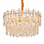 Круглая люстра с хрустальными подвесками на золотистом каркасе Gorgeous Crystal Light варинант исполнения - 3 | Loft Concept в Нижнем Новгороде