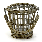 Кашпо стеклянное в плетёной корзине Timber варинант исполнения - 2 | Loft Concept в Нижнем Новгороде