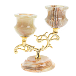 Подсвечник двухрожковый из натурального камня оникс Stone Candlestick варинант исполнения - 1 | Loft Concept в Нижнем Новгороде