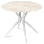 Стол обеденный с круглой столешницей из керамики на четырех белых ножках Sand Ceramics варинант исполнения - 2 | Loft Concept в Нижнем Новгороде