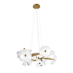 Люстра подвесная круглая с ветвистыми бронзовыми элементами и стеклянными рифлеными дисками Textured Glass Chandelier варинант исполнения - 3 | Loft Concept в Нижнем Новгороде