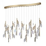 Люстра с золотистыми трубками и прозрачными стеклянными листьями на подвесах Sylva  варинант исполнения - 2 | Loft Concept в Нижнем Новгороде