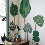 Обои ручная роспись Mughal Trees Original colourway on linen варинант исполнения - 1 | Loft Concept в Нижнем Новгороде