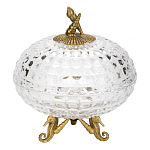 Конфетница прозрачная стеклянная на бронзовых ножках в виде морских коньков с крышкой в виде ракушки Eden Garden варинант исполнения - 1 | Loft Concept в Нижнем Новгороде