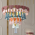 Люстра круглая с декором из разноцветных элементов в виде листьев Changing Seasons варинант исполнения - 11 | Loft Concept в Нижнем Новгороде