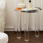 Дизайнерский журнальный стол с фигурной столешницей на 3-х прозрачных ножках Rahakif варинант исполнения - 2 | Loft Concept в Нижнем Новгороде