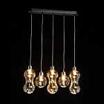 Люстра с 3-мя плафонами волнообразной формы цвета янтарь и 2-мя прозрачными шарообразными плафонами Lucid Rain  варинант исполнения - 3 | Loft Concept в Нижнем Новгороде