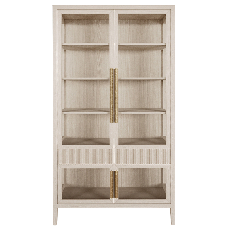 Витрина Primo со стеклянными фасадами и 2 ящиками Светлый дуб Древесина Золотой в Нижнем Новгороде | Loft Concept 