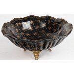 Блюдо черного цвета из фрафора на бронзовых ножках Eden Garden porcelain and bronze варинант исполнения - 2 | Loft Concept в Нижнем Новгороде