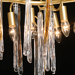 Люстра линейная золотого цвета с декоративными ветвями и длинными стеклянными подвесками в форме сосулек Droplet Chandelier варинант исполнения - 4 | Loft Concept в Нижнем Новгороде