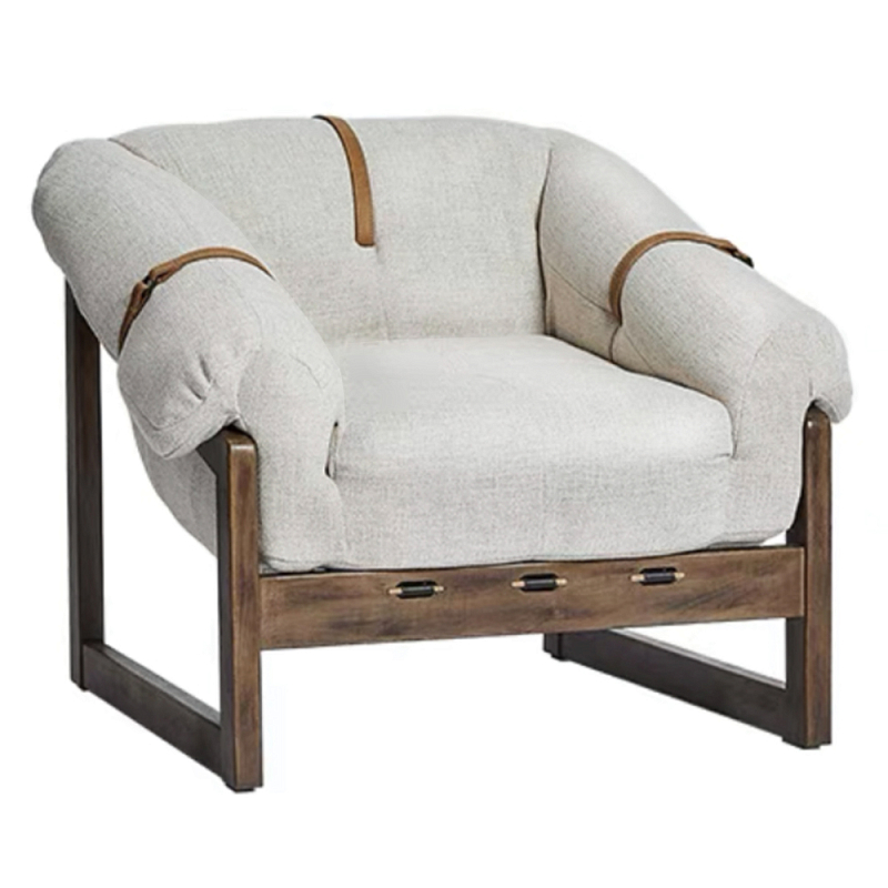 Кресло Duncan Текстильная обивка Белый Коричневый в Нижнем Новгороде | Loft Concept 
