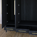 Большой Шкаф Primo Черный дуб с 3 дверьми и 3 выдвижными ящиками варинант исполнения - 7 | Loft Concept в Нижнем Новгороде