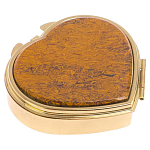 Таблетница карманная в форме сердца с 3-мя отделениями с зеркалом и накладкой из натурального камня Яшма Змеиная Gold Stone Pillboxes варинант исполнения - 1 | Loft Concept в Нижнем Новгороде