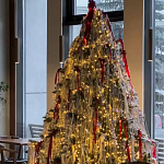 Комплект Новогодней Елки вместе с серебряной мишурой и красными лентами варинант исполнения - 2 | Loft Concept в Нижнем Новгороде