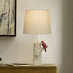 Настольная лампа с тканевым абажуром и основанием в виде птицы на дереве Simurq варинант исполнения - 2 | Loft Concept в Нижнем Новгороде