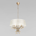 Люстра подвесная круглая с тканевым полупрозрачным абажуром и подвесками 6 ламп Gilded Elegance варинант исполнения - 2 | Loft Concept в Нижнем Новгороде