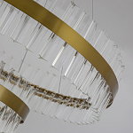 Люстра подвесная двухъярусная с золотистымыми кольцами и прозрачными стеклянными элементами Ring Horizontal варинант исполнения - 4 | Loft Concept в Нижнем Новгороде