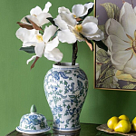 Ваза с крышкой и зелено-голубым рисунком на белом фоне 51 см Blue & White Ornament варинант исполнения - 4 | Loft Concept в Нижнем Новгороде