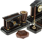 Настольный письменный набор с часами из природного камня обсидиана Peace Contract варинант исполнения - 3 | Loft Concept в Нижнем Новгороде