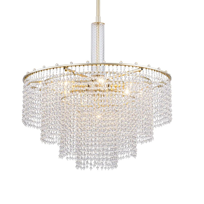 Люстра многоярусная с каскадами кристаллов Crystal Rains Золотой Прозрачный в Нижнем Новгороде | Loft Concept 