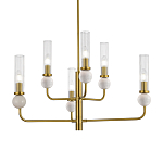 Люстра с 6-ю плафонами в форме стеклянных трубок и мраморных декоративных элементов Montreal варинант исполнения - 2 | Loft Concept в Нижнем Новгороде