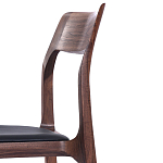 Стул деревянный с мягким сиденьем из черной натуральной кожи Moon Walnut Furniture варинант исполнения - 8 | Loft Concept в Нижнем Новгороде