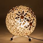 Настольная лампа из перламутра на металлическом каркасе Indonesian Ball варинант исполнения - 4 | Loft Concept в Нижнем Новгороде