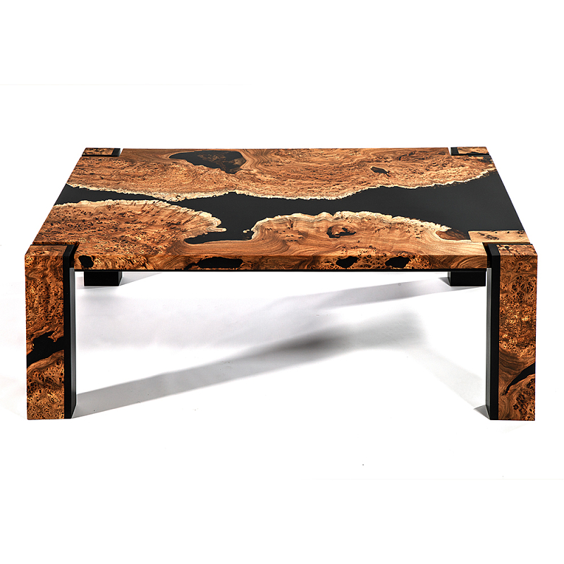 Кофейный Стол River in Autumn Elm Resin Coffee Table Охра Черный в Нижнем Новгороде | Loft Concept 