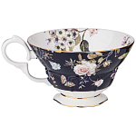 Чайный набор из фарфора темно-синий с рисунком цветов на 6 персон 12 предметов 280 мл Garden Whisper Porcelain Set  варинант исполнения - 3 | Loft Concept в Нижнем Новгороде