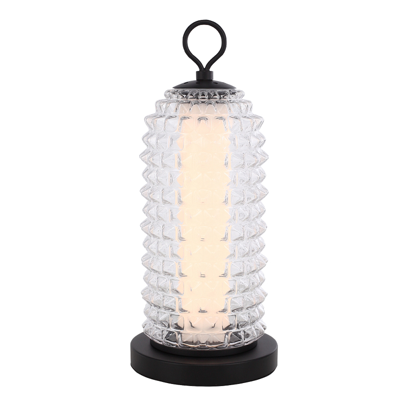 Настольная лампа с прозрачным факутрным стеклянным плафоном Sonora Прозрачный Черный в Нижнем Новгороде | Loft Concept 