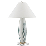 Настольная лампа овальная с тропическим принтом Stylized Aalm Leaves Motif варинант исполнения - 5 | Loft Concept в Нижнем Новгороде