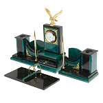 Настольный письменный набор из змеевика тёмно-зелёного цвета с декором в виде орла Successful Leader варинант исполнения - 2 | Loft Concept в Нижнем Новгороде