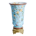 Ваза из голубого фарфора с бронзовыми элементами Blue Garden варинант исполнения - 1 | Loft Concept в Нижнем Новгороде