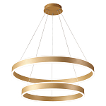 Люстра подвесная светодиодная с двумя золотистыми кольцами Диаметр 80 см Ring Horizontal варинант исполнения - 1 | Loft Concept в Нижнем Новгороде