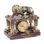 Часы настольные из креноида и бронзы с декором в виде льва Lion Stone Clock варинант исполнения - 2 | Loft Concept в Нижнем Новгороде