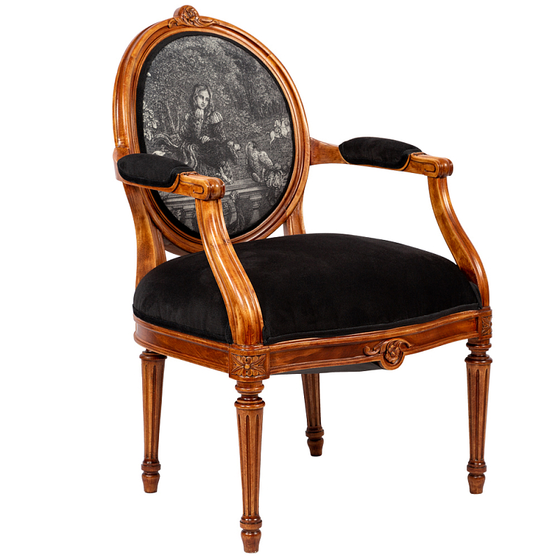 Кресло Marimon Armchair Left Черно-белый Коричневый в Нижнем Новгороде | Loft Concept 