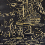 Обои ручная роспись Views of Italy Gold Outline варинант исполнения - 2 | Loft Concept в Нижнем Новгороде