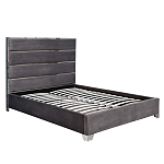 Кровать двуспальная серая с высоким мягким изголовьем Heart of the Bedroom варинант исполнения - 1 | Loft Concept в Нижнем Новгороде