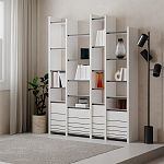 Стеллаж прямой ассиметричный с полками и 4-мя дверцами ARYA BOOKCASE WHITE варинант исполнения - 5 | Loft Concept в Нижнем Новгороде